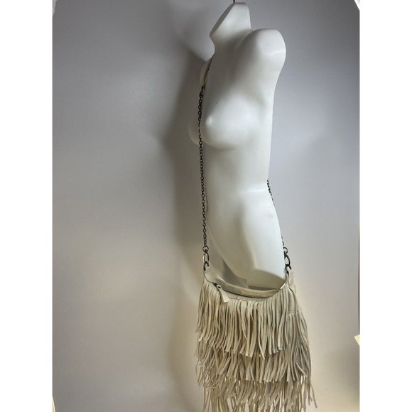 Womens White STEVE MADDEN GIRL Fringe Designer Crossbody Bag Shoulder Purse - Picture 2 of 14